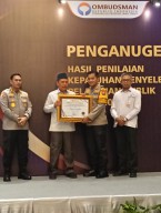Polres Nganjuk Raih Penghargaan Kepatuhan Penyelenggaraan Pelayanan Publik 2024.