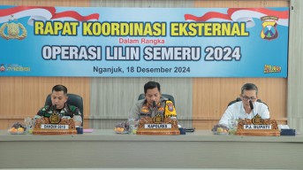 Polres Nganjuk Gelar Rapat Koordinasi Eksternal Operasi Lilin Semeru 2024