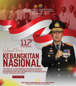 Kadiv Humas Polri Irjen Pol. Dr. Sandi Nugroho, S.I.K., S.H., M.Hum Mengucapkan Hari Kebangkitan Nasional