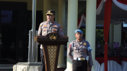Polres Nganjuk Gelar Apel Pasukan dan Patroli Skala Besar Amankan Malam Takbiran Idul Adha 1446 H