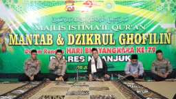 Polres Nganjuk Gelar Semaan Al-Qur’an dan Dzikrul Ghofilin Peringati Hari Bhayangkara ke-79