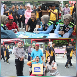 Polres Nganjuk Gelar Bakti Sosial Car Free Day, Wujud Nyata Pelayanan Publik di HUT Bhayangkara ke-79