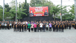 Sinergi Forkopimda Nganjuk Semarakkan Olahraga Bersama Sambut Hari Bhayangkara ke-79