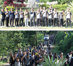 Kapolres Nganjuk Pimpin Jalan Sehat Menuju Bukit Surga, Jalin Kebersamaan di Alam Terbuka