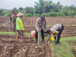 Bhabinkamtibmas Sukomoro Dukung Ketahanan Pangan, Kawal Pemanfaatan Lahan Pekarangan Warga