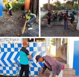 Ojol & Warga Kompak Bersihkan Pos Polisi yang Dibakar Massa di Surabaya