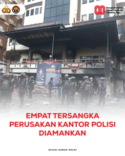 Polda Metro Jaya Mengamankan Empat Tersangka Perusakan Kantor Polisi saat Aksi Demo Ricuh