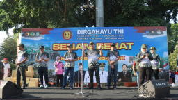 Kapolres Nganjuk Hadiri Bakti Sosial dan Olahraga Bersama Peringati HUT TNI ke-80