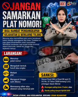 Jangan Samarkan Pelat Momor Kendaraan, Bisa Menghambat Pengungkapan Kejahatan dan Berujung Penilangan
