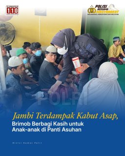 Wujud Kepedulian, Satbrimob Polda Jambi Salurkan Bantuan Sosial untuk Anak Yatim Terdampak Kabut Asap