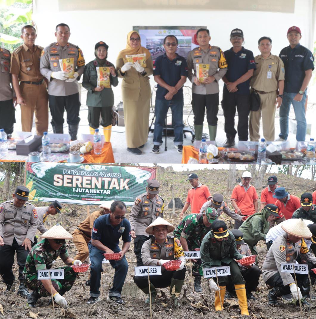 Polres Nganjuk:"Kembali Tanam Jagung di Lahan 2 Hektar Dukung Program Ketahanan Pangan Nasional"