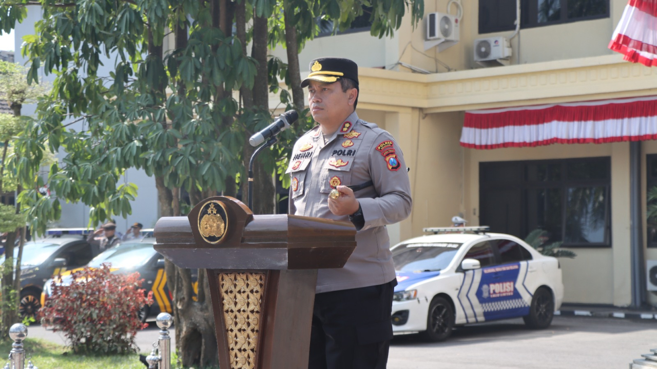 Apel Pengamanan Pengesahan IKSPI, Kapolres Nganjuk Tegaskan Kesiapan Personel Jaga Kamtibmas