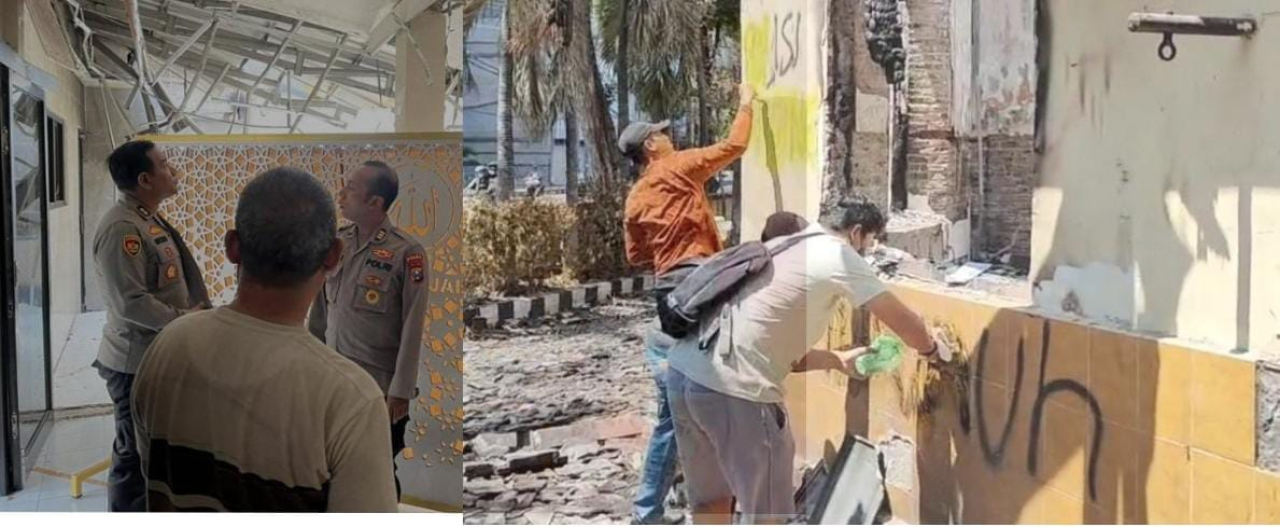 Polisi dan Warga Kembalikan Asa Jamaah Masjid Al Jabar Polsek Tegalsari Pasca Kerusuhan di Surabaya
