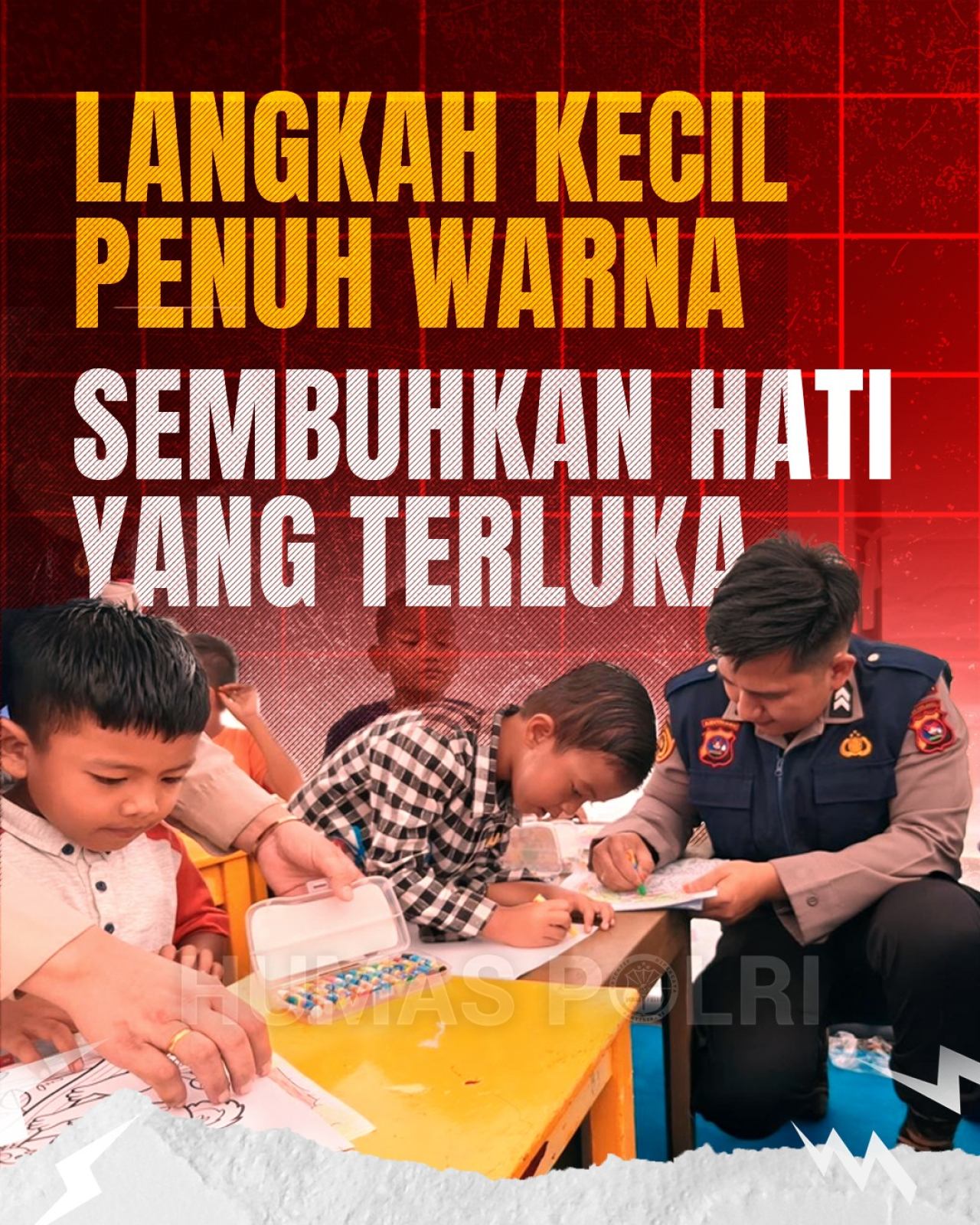 Polri Peduli  ajak Anak-Anak untuk Aktivitas Edukatif dan Reaktif; Duka Akibat Bencana Alam
