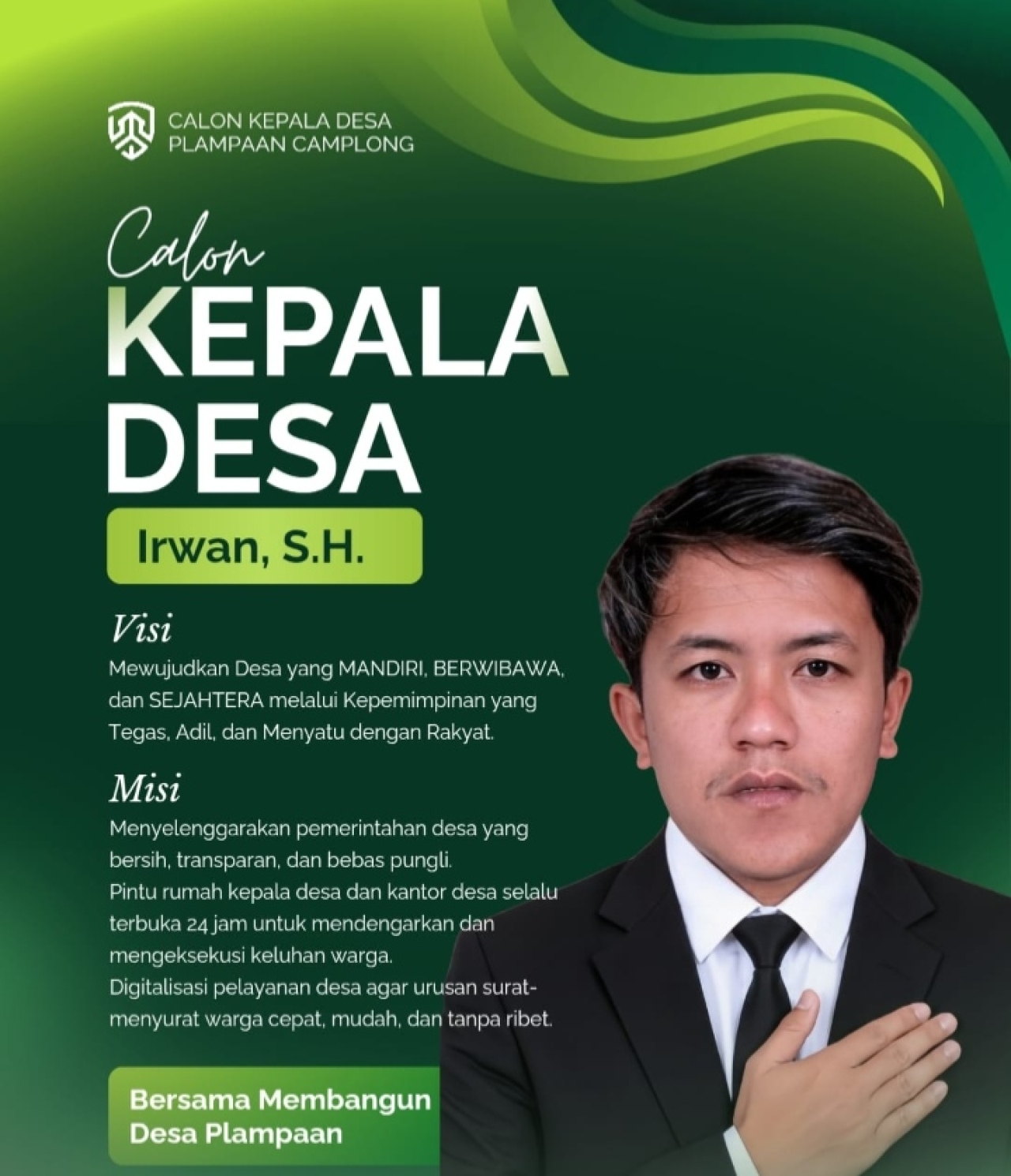 Irwan, S.H. Siap Bertarung di Pilkades Plampaan Camplong, Usung Perubahan dan Pelayanan untuk Masyarakat