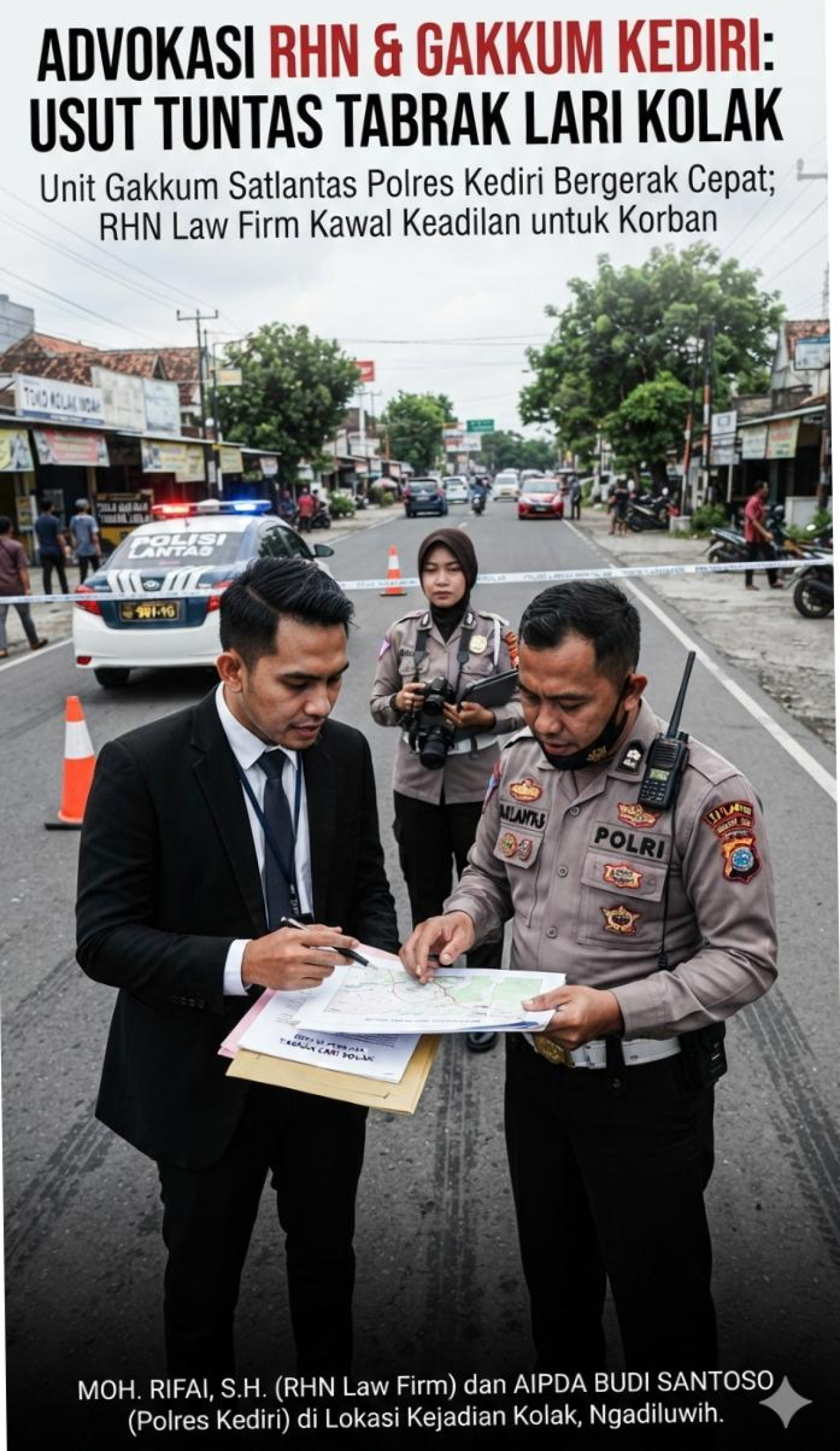 Unit Gakkum Satlantas Polres Kediri Bergerak Cepat Tangani Dugaan Tabrak Lari di Kolak, RHN Law Firm Kawal Proses Hukum