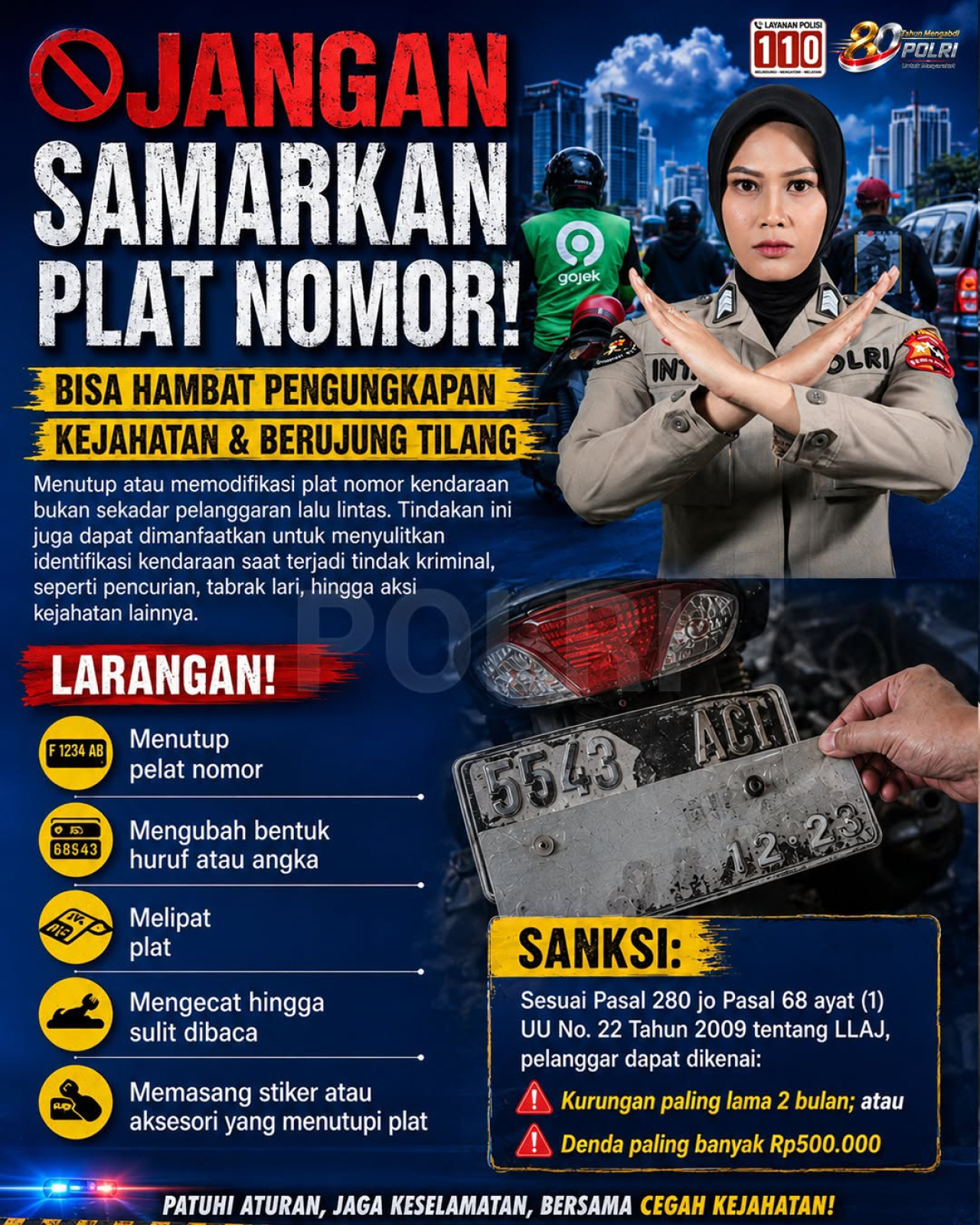 Jangan Samarkan Pelat Momor Kendaraan, Bisa Menghambat Pengungkapan Kejahatan dan Berujung Penilangan