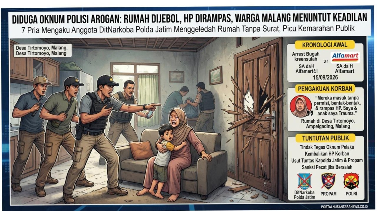 Diduga 7 Oknum Polisi Arogan, Rusak Rumah dan Rampas HP Ibu Rumah Tangga di Ampelgading - Malang